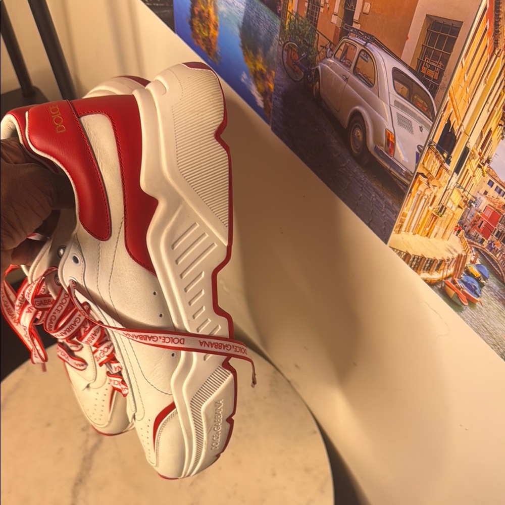DOLCE&GABBANA Daymaster nappa calfskin white and Red Sneakers - Picture 6 of 8